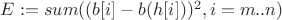 $E:= sum((b[i]-b(h[i]))^2, i=m..n)$