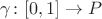 $\gamma \colon [0,1] \to P$