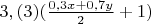 $3,(3)(\frac{0,3x+0,7y}{2}+1)$