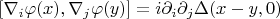 $[\nabla_i \varphi (x), \nabla_j \varphi(y)] = i \partial_i \partial_j \Delta(x-y, 0)$
