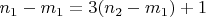 $n_{1}-m_{1}=3(n_{2}-m_{1})+1$