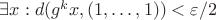 $\exists x: d(g^k x,(1,\dots,1))< \varepsilon / 2$