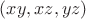$(xy,xz,yz)$