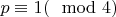 $p\equiv 1(\mod 4)$
