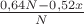 $\frac{0,64N-0,52x}{N}$