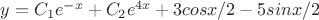 $y=C_1 e^{-x}+C_2 e^{4x}+3cosx/2-5sinx/2$