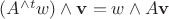 $(A^{\wedge t} w)\wedge\mathbf v = w\wedge A\mathbf v$