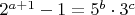 $2^{a+1}-1=5^b\cdot3^c$