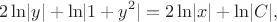 $$2\ln\lvert y\rvert+\ln\lvert 1+y^2\rvert=2\ln\lvert x\rvert+\ln\lvert C\rvert,$$