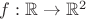 $f : \mathbb{R} \to \mathbb{R}^2$