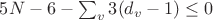 $5N- 6 - \sum_v 3(d_v - 1) \le 0$