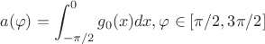 $$a(\varphi) = \int_{-\pi/2}^0 g_0(x)dx, если  \varphi \in [\pi/2, 3\pi/2]$$