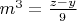 $ m^3 = \frac{z - y}{9} $