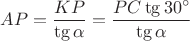 $AP = \dfrac {KP} {\tg \alpha} = \dfrac {PC \tg 30^\circ} {\tg \alpha}$