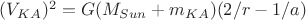 $(V_{KA})^2=G(M_{Sun}+m_{KA})(2/r-1/a)$