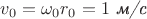 $v_0=\omega_0 r_0=1\text{ \textit{м/с}}$ $v_0=\omega_0 r_0=1\text{ \textit{м/с}}$