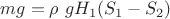 $mg=\rho\ g H_1(S_1-S_2)$ $mg=\rho\ g H_1(S_1-S_2)$