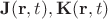 $\mathbf{J}(\mathbf{r},t),\mathbf{K}(\mathbf{r},t)$