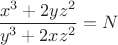 $\dfrac{x^3+2yz^2}{y^3+2xz^2}=N$