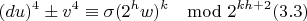 $$(du)^4\pm v^4\equiv \sigma (2^hw)^k \mod 2^{kh+2} (3.3)$$