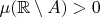 $\mu(\mathbb{R}\setminus A)>0$