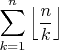 $\displaystyle  \sum\limits_{k=1}^{n}\left\lfloor \frac{n}{k} \right\rfloor$
