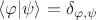 $\langle \varphi|\psi\rangle = \delta_{\varphi, \psi}$
