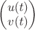 $\begin{pmatrix}u(t)\\ v(t)\end{pmatrix}$