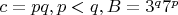 $c=pq, p<q, B=3^q 7^p$