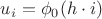 $u_i = \phi_0(h \cdot i)$