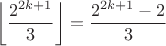 $\left\lfloor\dfrac{2^{2k+1}}{3}\right\rfloor=\dfrac{2^{2k+1}-2}{3}$
