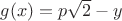 $g(x)=p\sqrt 2-y$