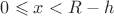 $0 \leqslant x <R-h$