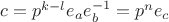 $c=p^{k-l}e_ae_b^{-1}=p^ne_c$