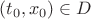 $(t_0, x_0) \in D$