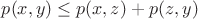 $p(x, y) \leq p(x, z) + p(z, y)$