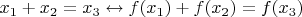 $x_1+x_2=x_3 \leftrightarrow f(x_1)+f(x_2)=f(x_3)$