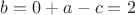 $b=0+a-c=2$
