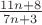 $\frac{11n+8}{7n+3}$