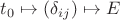 $t_0\mapsto(\delta_{ij})\mapsto E$