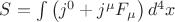 $ S= \int \left( j^0 + j^\mu F_\mu \right) d^4 x $