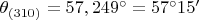 $\theta_{(310)}=57,249^\circ = 57^\circ15'$