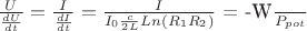 $\frac{U}{\frac{dU}{dt}} = \frac{I}{\frac{dI}{dt}} = \frac{I}{I_0\frac{c}{2L}Ln(R_1R_2)}$ = \frac{-W}{P_{pot}}