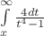 $\int\limits_{x}^{\infty} \frac{4dt}{t^4-1}$