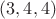 $(3,4,4)$