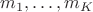 $m_1,\dotsc,m_K$