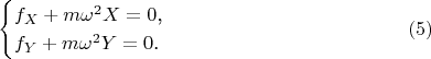 $$\begin{cases}f_X+m\omega^2X=0\text{,}\\ f_Y+m\omega^2Y=0\text{.}\end{cases}\eqno{(5)}$$