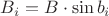 $B_i = B\cdot\sin b_i$