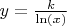 $y= \frac{k}{\ln(x)}$