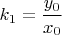 $k_1=\dfrac {y_0}{x_0}$